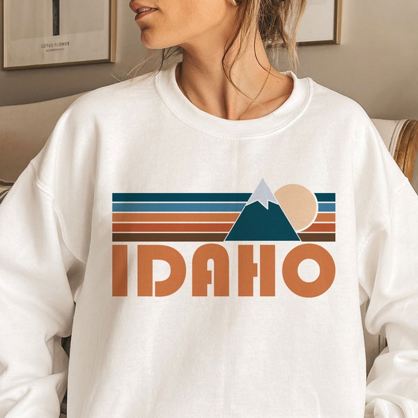 Idaho Sweatshirt, Unisex Retro Mountain Idaho Sweatshirt