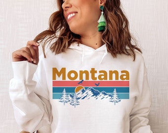 Retro Montana Hoodie: Mountain Sun Unisex Sweatshirt