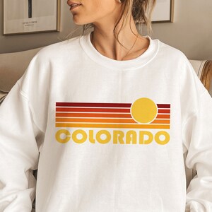 Colorado Sweatshirt, Retro Sunset Unisex Colorado Sweatshirt - Personalization Available