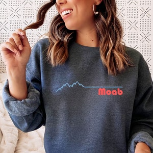 Retro Moab Utah Sweatshirt: Unisex Mountain Crewneck