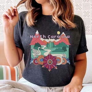 North Carolina Shirt, North Carolina Retro T-Shirt, Retro Vintage Style North Carolina tee, North Carolina Mountain Shirt