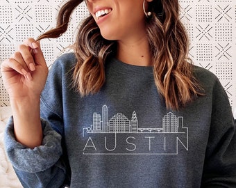 Austin Texas Sweatshirt: Skyline Graphic Unisex Crewneck