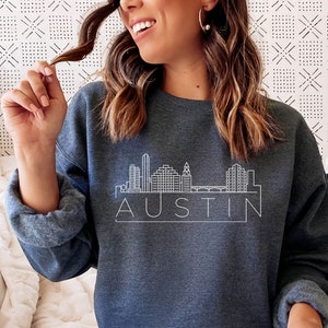 Austin Texas Sweatshirt: Skyline Graphic Unisex Crewneck