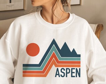 Aspen, Colorado Sweatshirt, Unisex Retro Crewneck Aspen Sweatshirt - Personalization Available