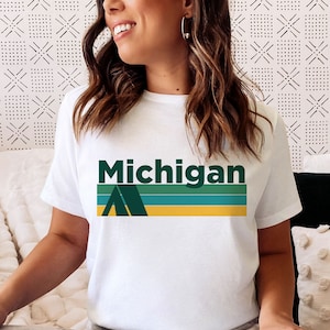 Michigan Shirt, Adult Unisex Retro Camping Michigan T Shirt - Personalization Available