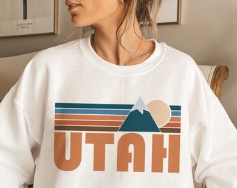 Utah Sweatshirt, Unisex Retro Mountain Utah Sweatshirt