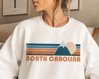 Retro Mountain North Carolina-sweater - uniseks ronde hals