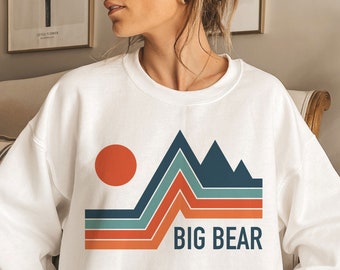 Big Bear, California Sweatshirt, Unisex Retro Crewneck Big Bear Sweatshirt