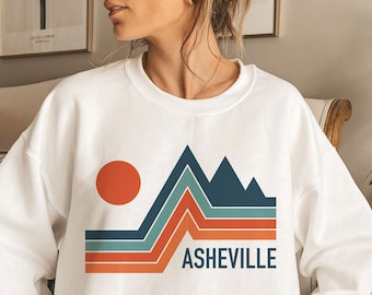 Asheville North Carolina Sweatshirt: Retro Unisex Crewneck