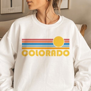 Colorado Sweatshirt — Retro Sunset Unisex Colorado Sweater - Personalization Available (photo 2 of 9)