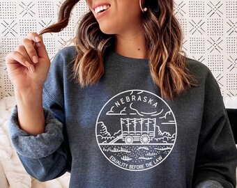Nebraska Sweatshirt, State Design Adult Unisex Crewneck Nebraska Sweatshirt