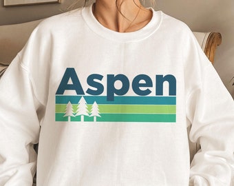 Aspen Colorado Sweatshirt: Retro Trees Unisex Crewneck