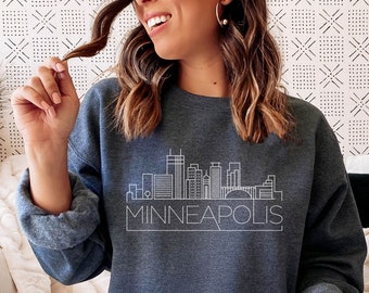 Sweat-shirt Minneapolis Skyline : col rond unisexe Minnesota