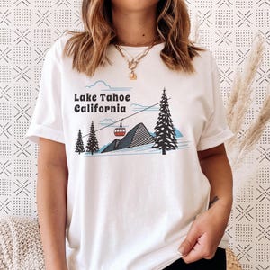Lake Tahoe T-shirt: retro skigondel, souvenir Californië