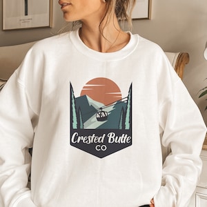 Crested Butte Colorado Sweatshirt: Unisex Gondola, Snowboard & Ski Crewneck