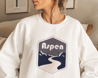 Aspen, Colorado Mountain Road, Unisex Aspen Sweatshirt - Personalization Available