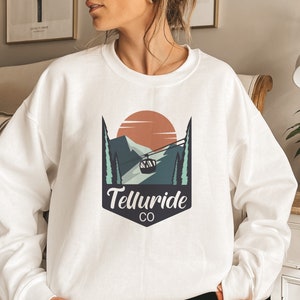 Telluride Sweatshirt, Unisex Gondola Snowboard and Snow Ski Crewneck Telluride, Colorado Sweatshirt