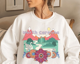 Retro North Carolina Sweatshirt: Unisex Mountain Sweater