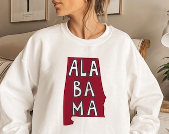 Sweatshirt mit Alabama-Staatsdesign: Unisex-Rundhalsausschnitt, personalisierbar