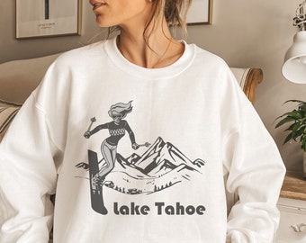 Lake Tahoe Ski Sweatshirt: Retro Unisex Sierra Nevada Pullover
