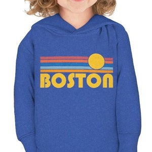 Boston, Massachusetts Toddler Hoodie, Retro Sunrise Unisex Boston Toddler Sweatshirt - Personalization Available