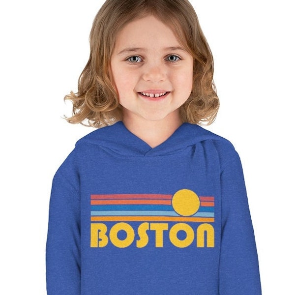 Boston, Massachusetts Toddler Hoodie, Retro Sunrise Unisex Boston Toddler Sweatshirt