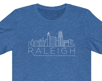 Raleigh, North Carolina T-Shirt, Adult Unisex Skyline Raleigh T Shirt - Personalization Available