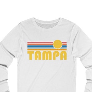 Tampa, Florida Long Sleeve Shirt, Unisex Retro Sun Long Sleeve Tampa T Shirt - Personalization Available