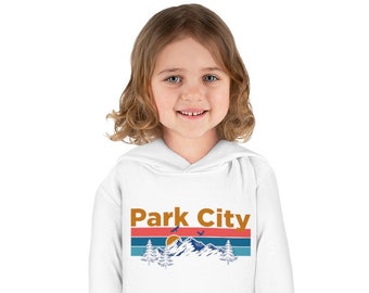 Park City Toddler Hoodie, Retro Mountain Sun Unisex Park City Toddler Sweatshirt