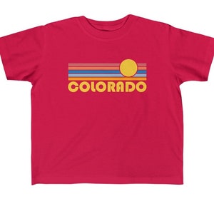 Colorado Toddler Shirt, Retro Sunrise Colorado Kid&#39;s T-Shirt - Personalization Available