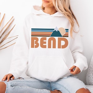 Bend, Oregon Hoodie, Retro Mountain Unisex Bend Sweatshirt - Personalization Available