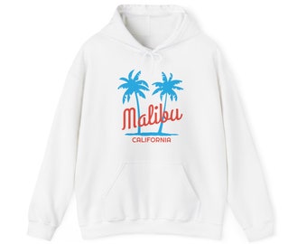 Malibu, California Hoodie - Retro Unisex Malibu Hoodie