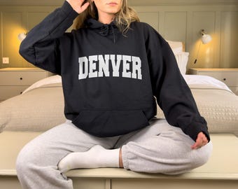 Sudadera con capucha estampada de Denver, Colorado - Sudadera unisex con capucha de Denver, estilo universitario