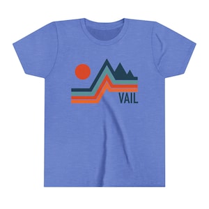 Vail, Colorado Youth Shirt - Retro Mountain Vail Kid&#39;s T-Shirt - Personalization Available