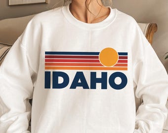 Idaho Sweatshirt Retro Sun Unisex - Vintage Idaho Inspired Warm Pullover Jumper - Personalization Available