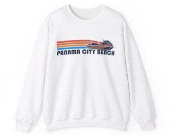Panama City Beach Sweatshirt: Retro Jetski Graphic Crewneck