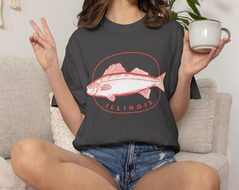 イリノイ グラフィック T シャツ、コンフォート カラーズ レトロ ユニセックス T シャツ