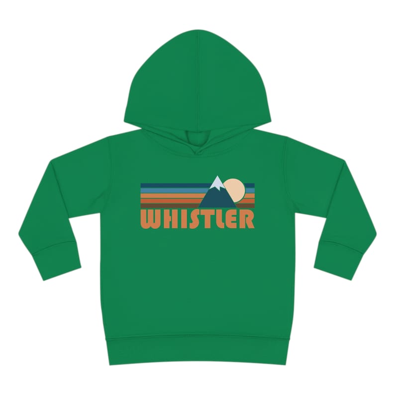 Retro Whistler Toddler Hoodie: Mountain Sun Unisex Sweatshirt Kelly