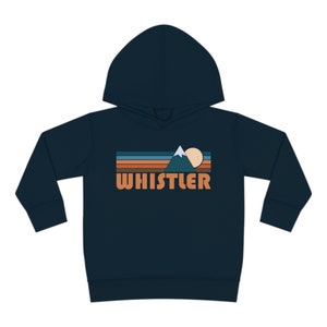 Retro Whistler Toddler Hoodie: Mountain Sun Unisex Sweatshirt Navy