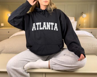 Sudadera con capucha estampada de Atlanta, Georgia - Sudadera unisex con capucha de Atlanta, estilo universitario