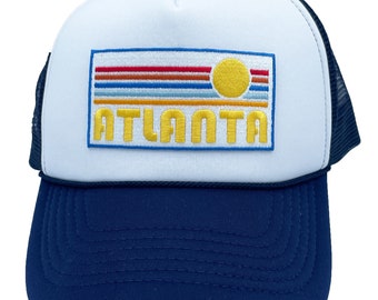 Premium Atlanta Georgia Trucker Hat: Retro Embroidered Patch Snapback