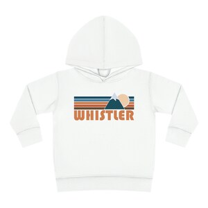 Retro Whistler Toddler Hoodie: Mountain Sun Unisex Sweatshirt White