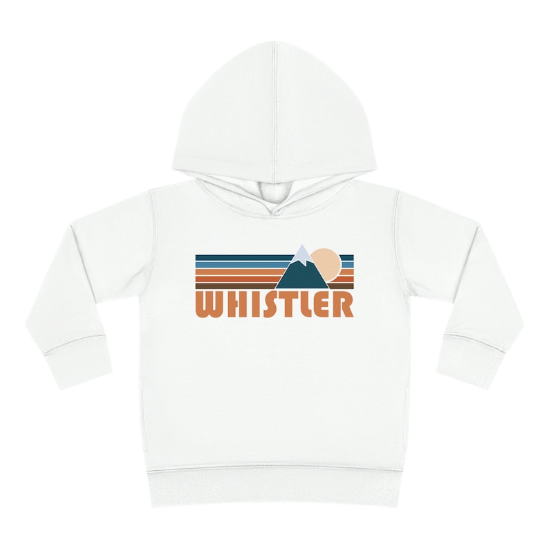 Retro Whistler Toddler Hoodie: Mountain Sun Unisex Sweatshirt White