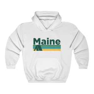 Maine Hoodie Retro Camping, Adult Unisex Maine Hoodie / Hooded Sweatshirt - Personalization Available