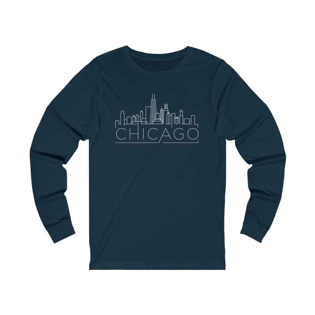 Chicago, Illinois Long Sleeve Shirt, Skyline Adult Unisex