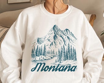 Montana Sweatshirt, Retro Mountain Unisex Graphic Crewneck, Montana Gift, Vintage Style, Vacation Gift
