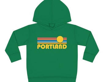 Portland, Oregon Toddler Hoodie, Retro Sunrise Unisex Portland Toddler Sweatshirt