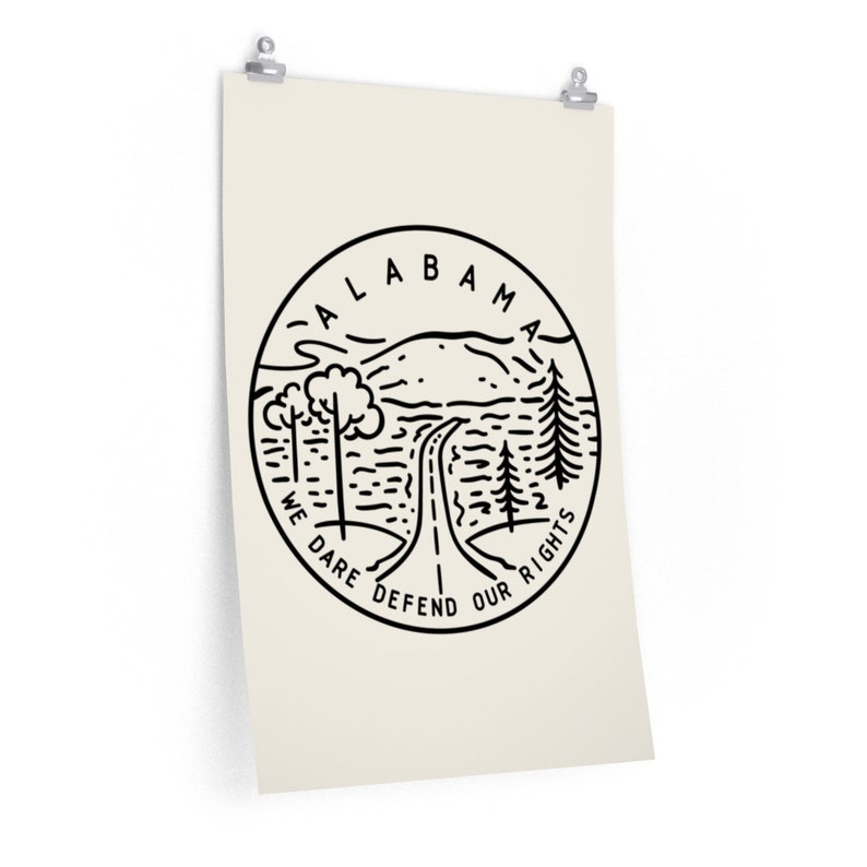 State Design Alabama Print Picture Hand Drawn Art Alabama Poster