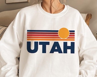 Utah Sweatshirt Retro Sun Unisex - Vintage Utah Inspired Warm Pullover Jumper - Personalization Available