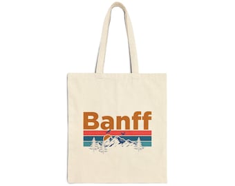 Banff Canada Tote Bag (15" x 16"): Cotton Canvas Travel Souvenir